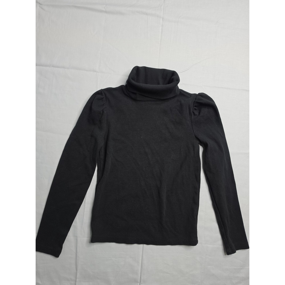Gap Sweater Kids Medium 8-9 Black Ribbed Knitted Easy Fit Long Sleeve Turtleneck